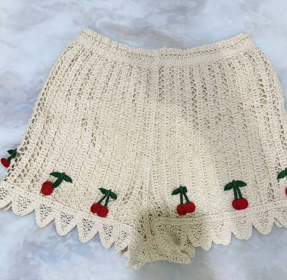 Rebellion Crochet Cherry Crop Top and Shorts Set - Picture 3 of 6